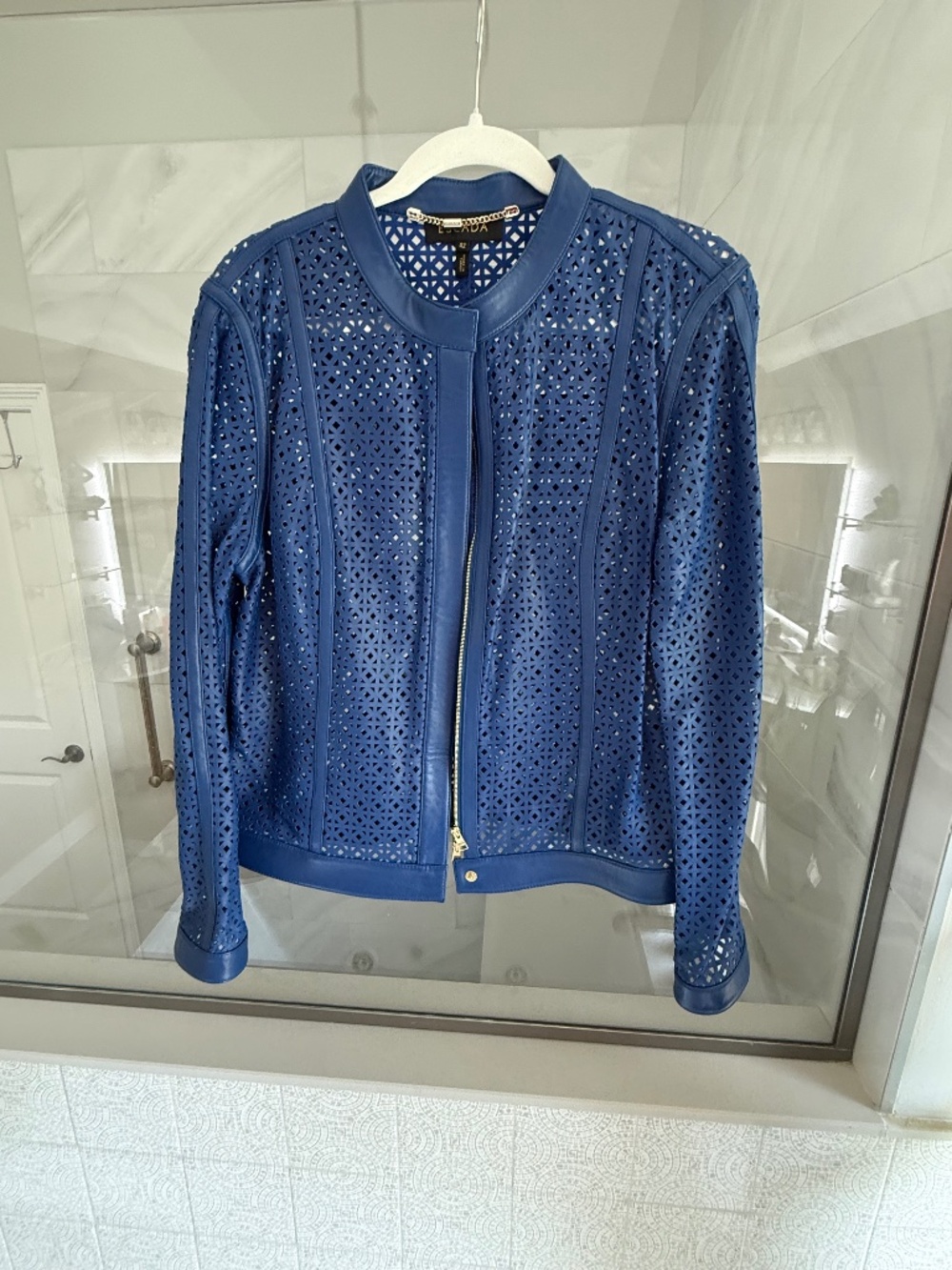 Gorgeous Cobalt Blue Escada Lamb Leather Jacket New w/o Tags